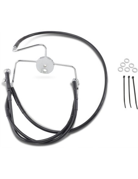 FRONT BRAKE LINE BLACK VINYL COATED STAINLESS STEEL EXTENDED 8"
