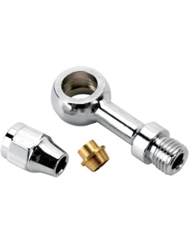 UNIVERSAL BRAKE LINE FITTING CHROME 3/8"/10MM-BANJO STRAIGHT