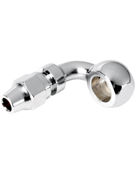 UNIVERSAL BRAKE LINE FITTING CHROME 3/8"/10MM-BANJO 90 