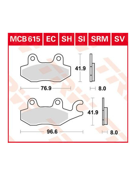 BRAKE PAD TRW MCB615SV