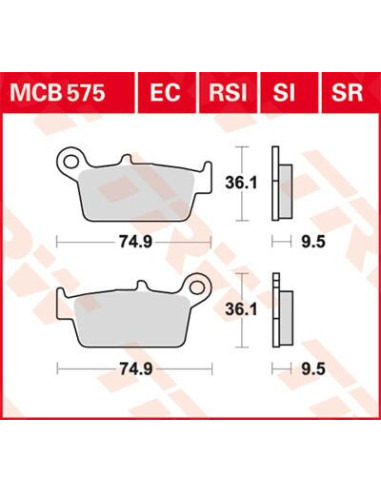 STABDŽIŲ TRINKELĖS TRW MCB575SI