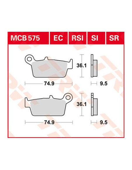 STABDŽIŲ TRINKELĖS TRW MCB575SI