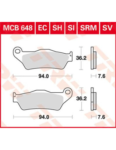 STABDŽIŲ TRINKELĖS TRW MCB648SI