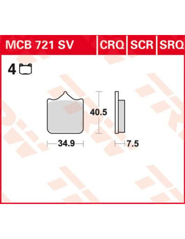 BRAKE PAD TRW MCB721SV