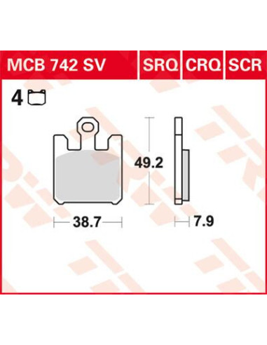 STABDŽIŲ TRINKELĖS TRW MCB742SV