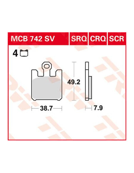 STABDŽIŲ TRINKELĖS TRW MCB742SV