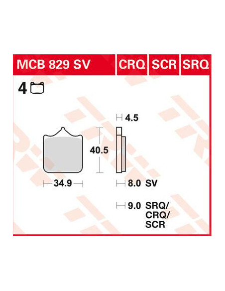 BRAKE PAD TRW MCB829SV