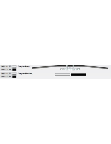 HBAR 22MM DRAGBAR LONG STL CHR
