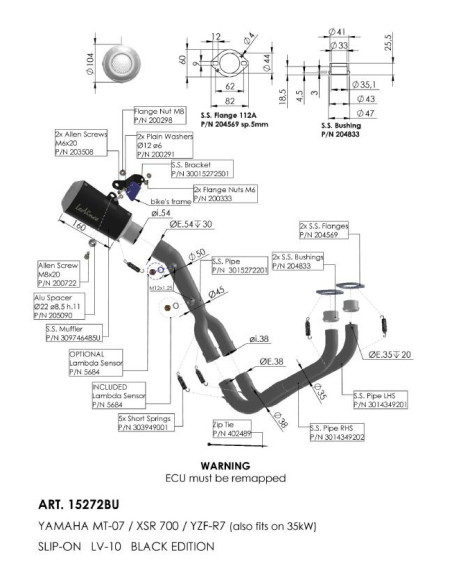 Išmetimo sistema LV-10 YAM MT-07 / R7 /